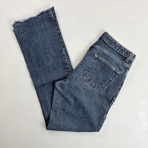 GAP Boot Cut stretch Jeans SZ 10 Distressed Cut-Off Frayed Cuffs Med Wash